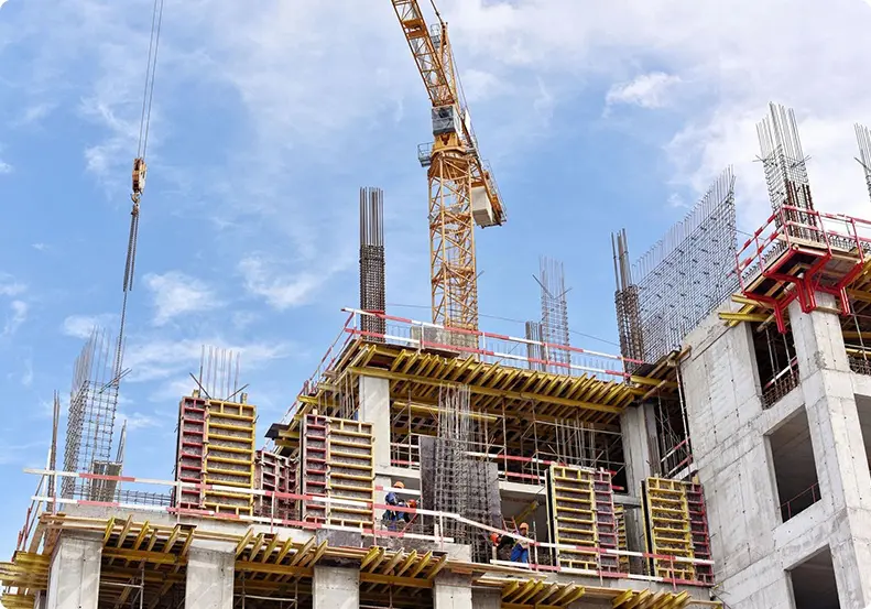 A new building is being constructed with use of tower crane