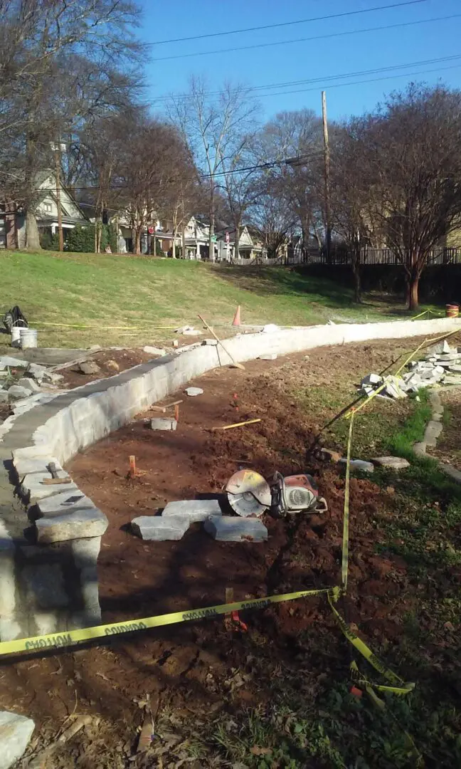 Ormond-Grant Park playground seating wall construction
